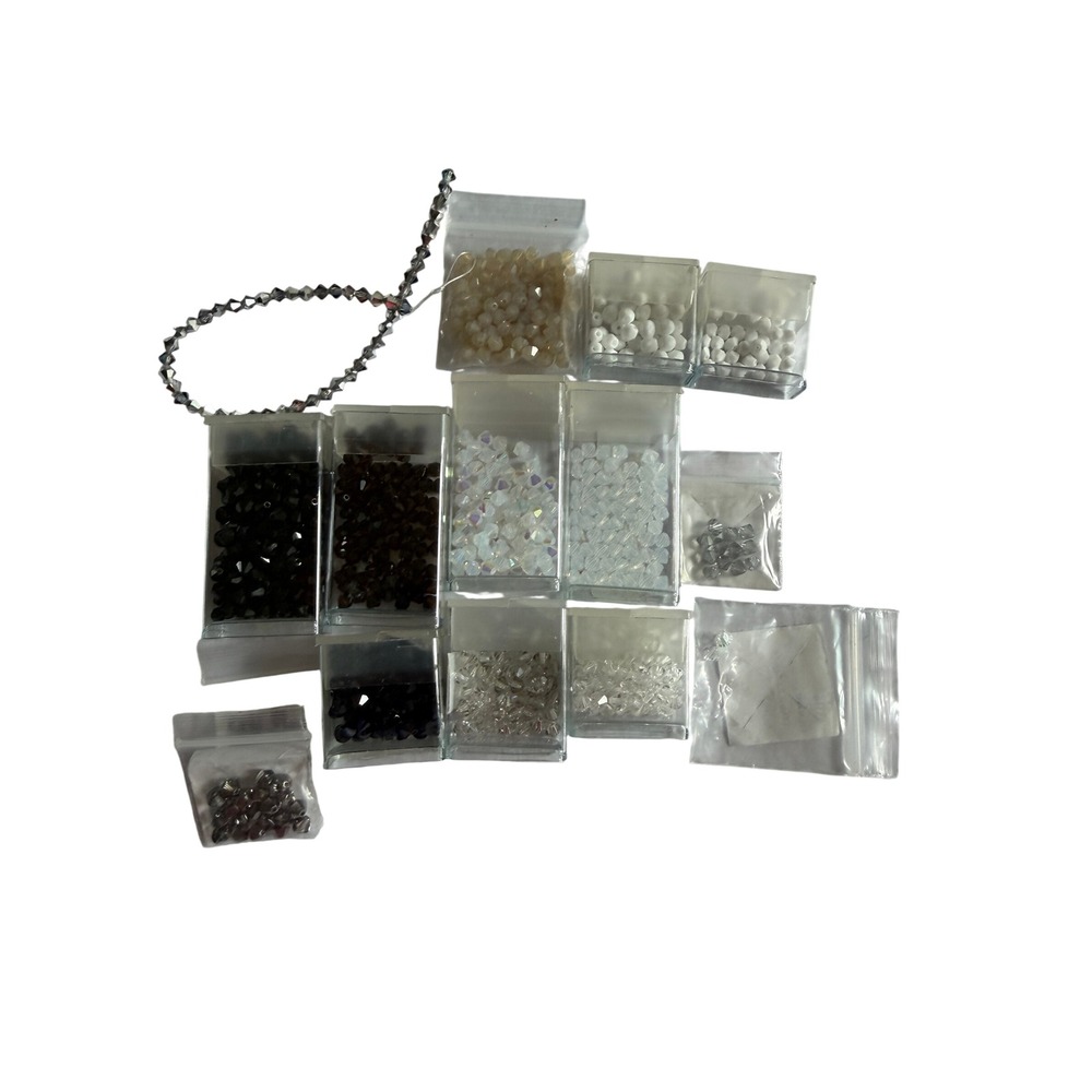 Crystal Bead Bicone Bead Lot 4mm Black White Silver Full + Partial Containers